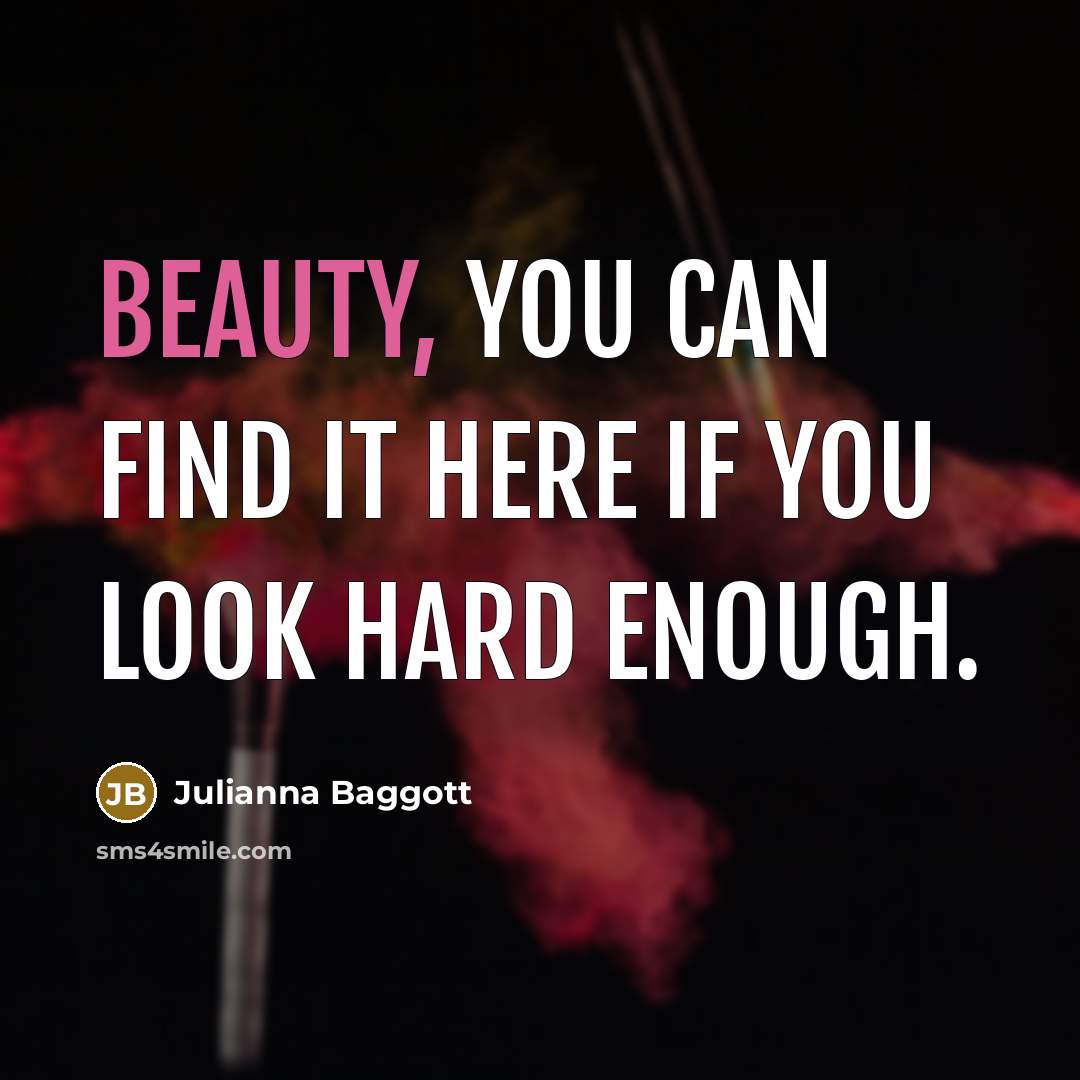 “Beauty, you can find it here if you look hard…” quote by Julianna Baggott