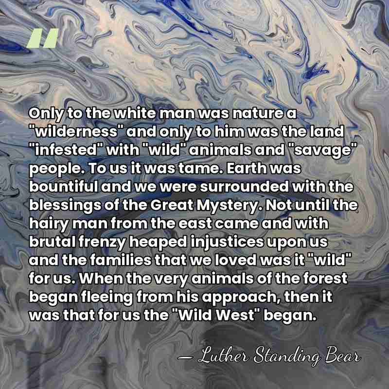 Only to the white man was nature a "wilderness" and only to&hellip; - Luther Standing Bear
