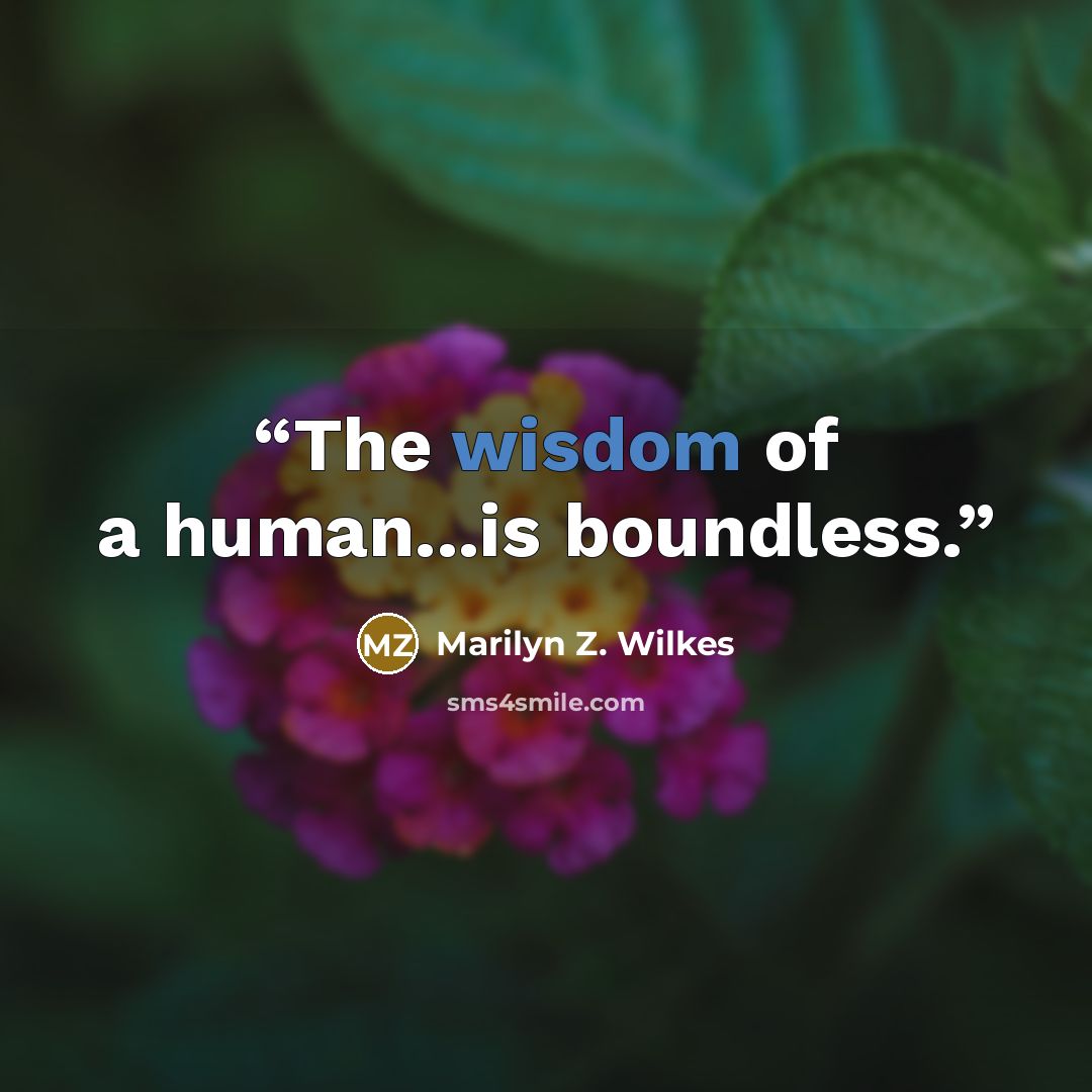 “The wisdom of a human...is boundless.” quote by Marilyn Z. Wilkes
