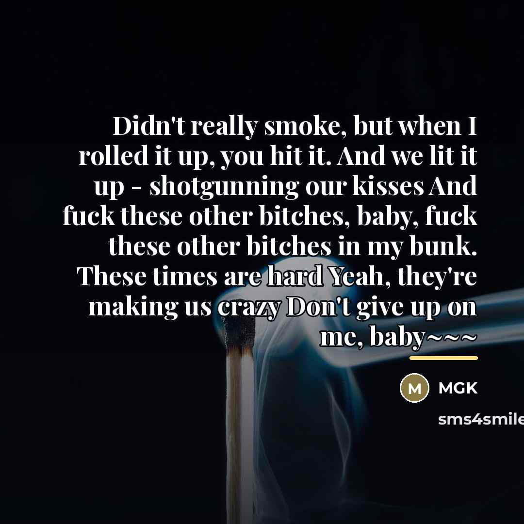 “Didn't really smoke, but when I rolled it up, you…” quote by MGK