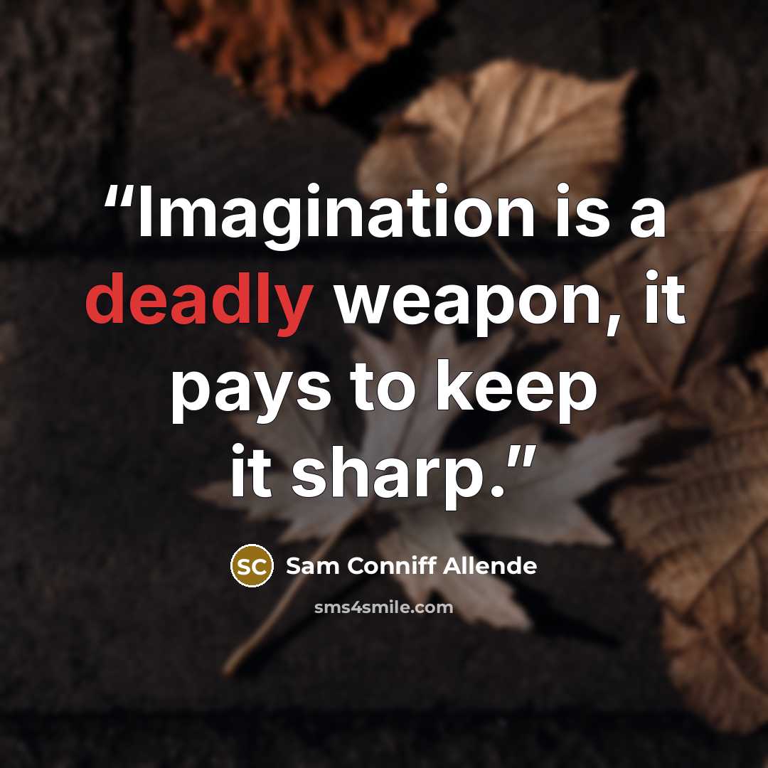 “Imagination is a deadly weapon, it pays to keep it sharp.” quote by Sam Conniff Allende