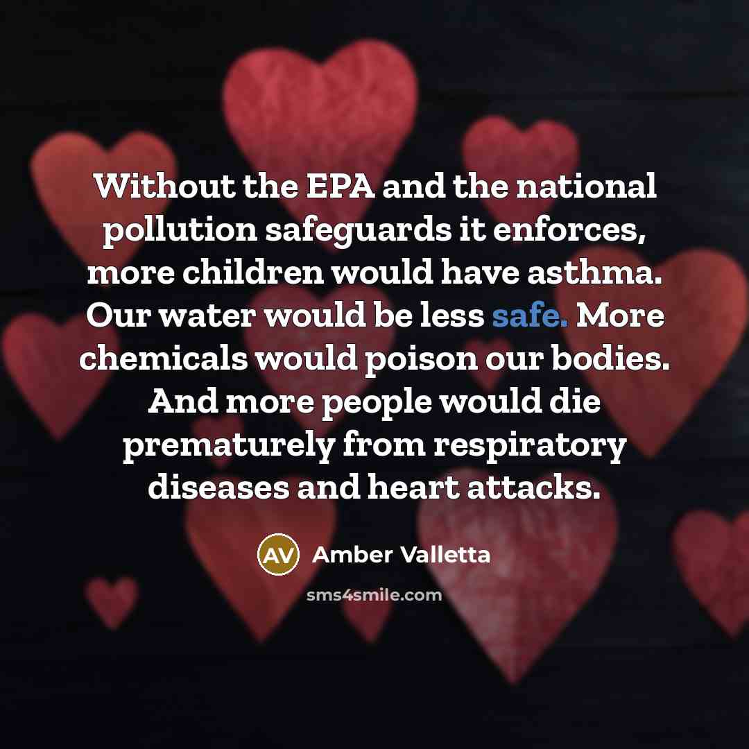 “Without the EPA and the national pollution safeguards it enforces,…” quote by Amber Valletta
