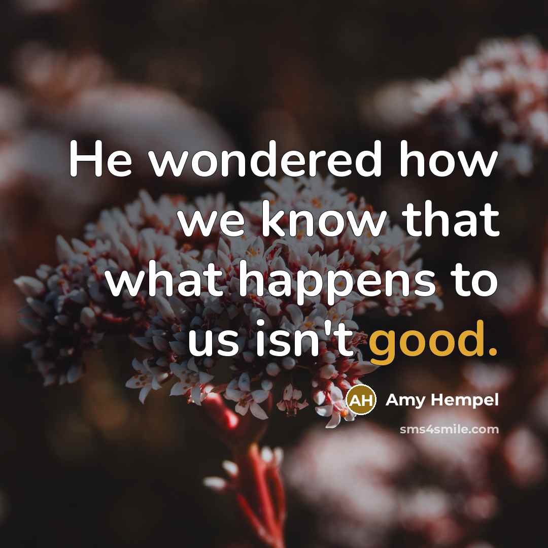 “He wondered how we know that what happens to us…” quote by Amy Hempel