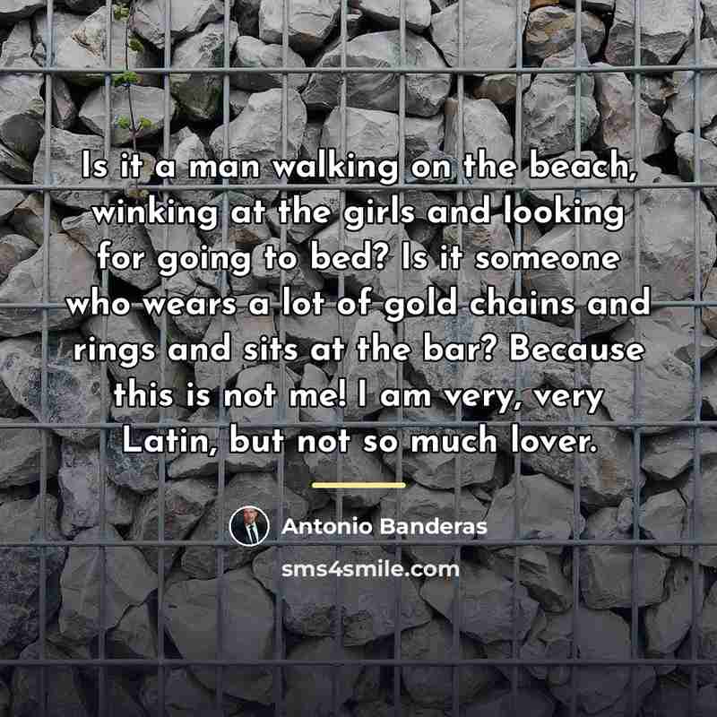 “Is it a man walking on the beach, winking at…” quote by Antonio Banderas