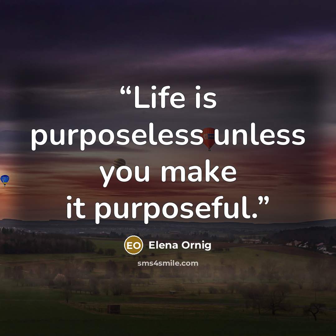 “Life is purposeless unless you make it purposeful.” quote by Elena Ornig