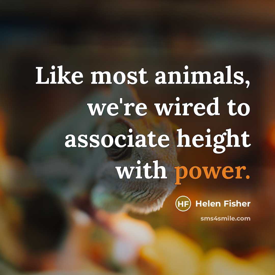 “Like most animals, we're wired to associate height with power.…” quote by Helen Fisher