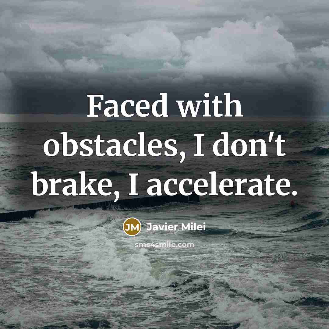 “Faced with obstacles, I don't brake, I accelerate.…” quote by Javier Milei