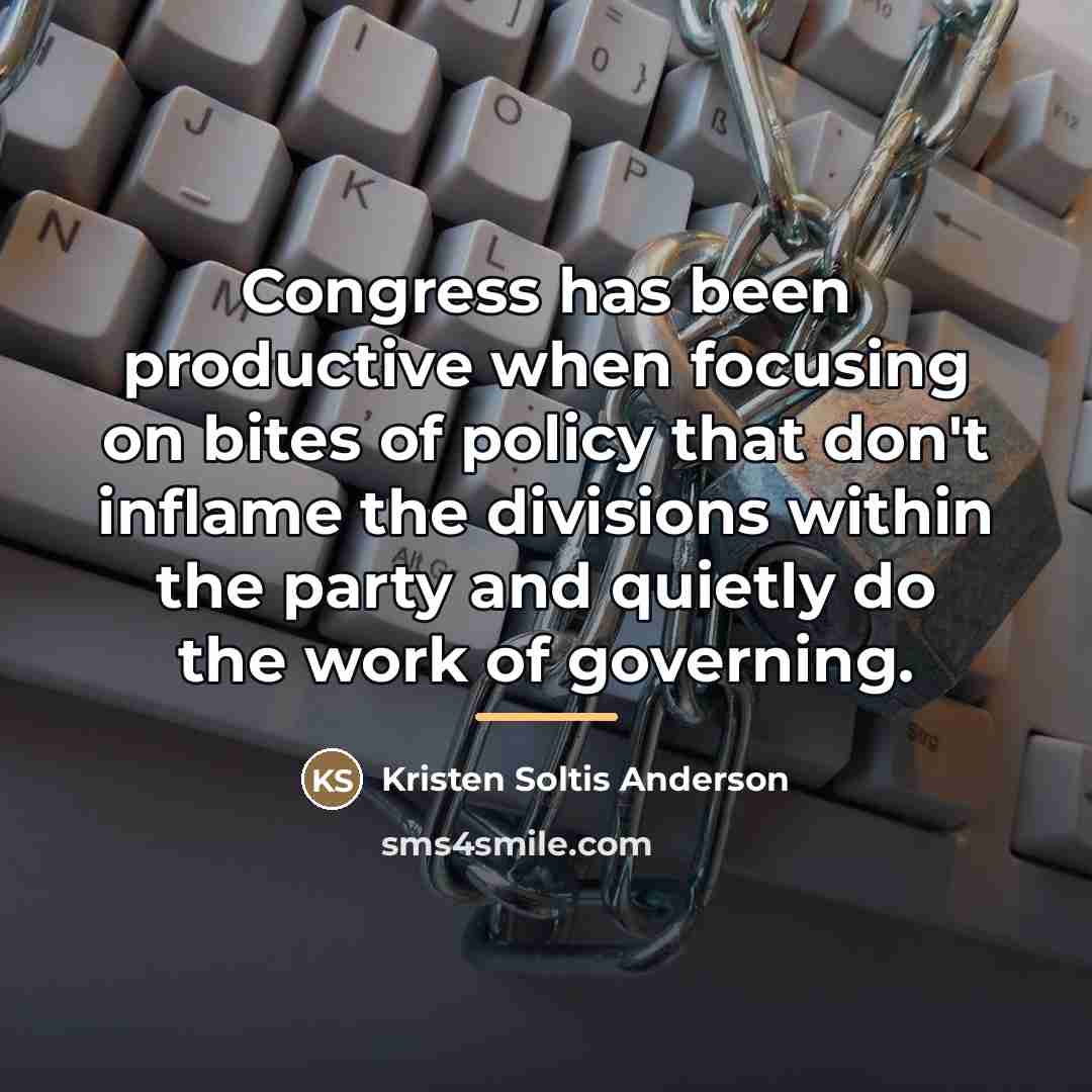 “Congress has been productive when focusing on bites of policy…” quote by Kristen Soltis Anderson