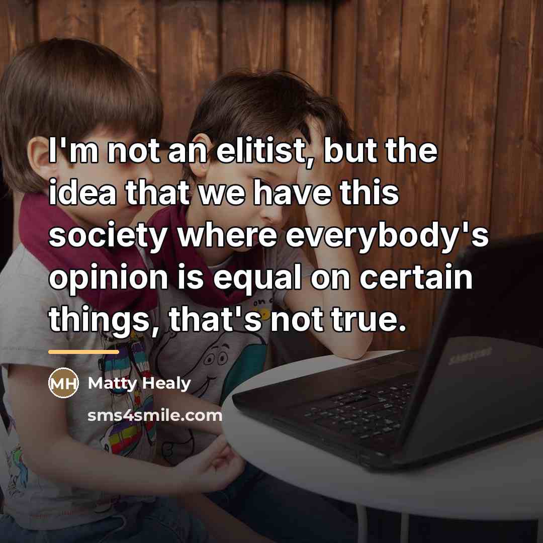 “I'm not an elitist, but the idea that we have…” quote by Matty Healy