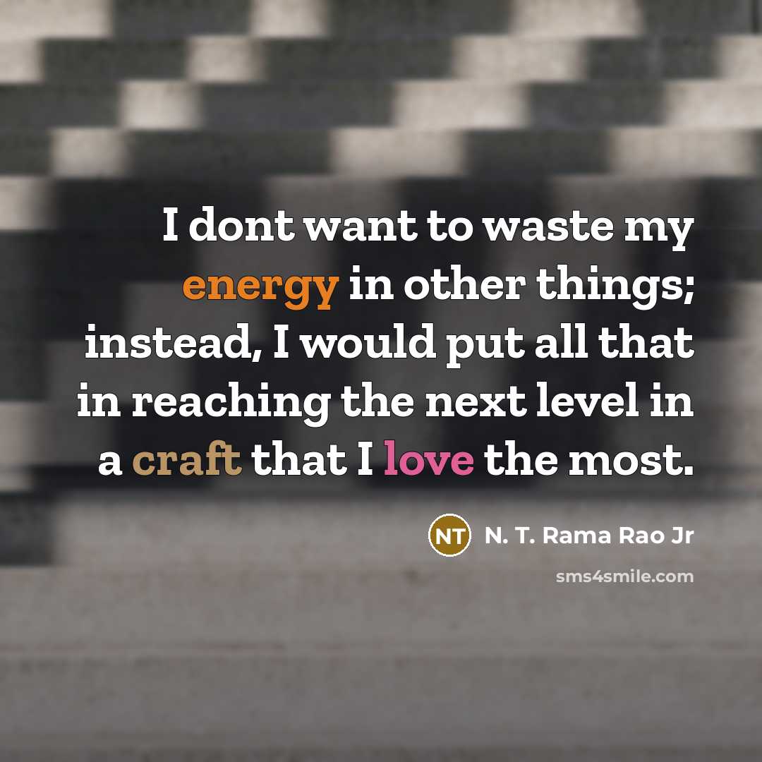 “I dont want to waste my energy in other things;…” quote by N. T. Rama Rao Jr