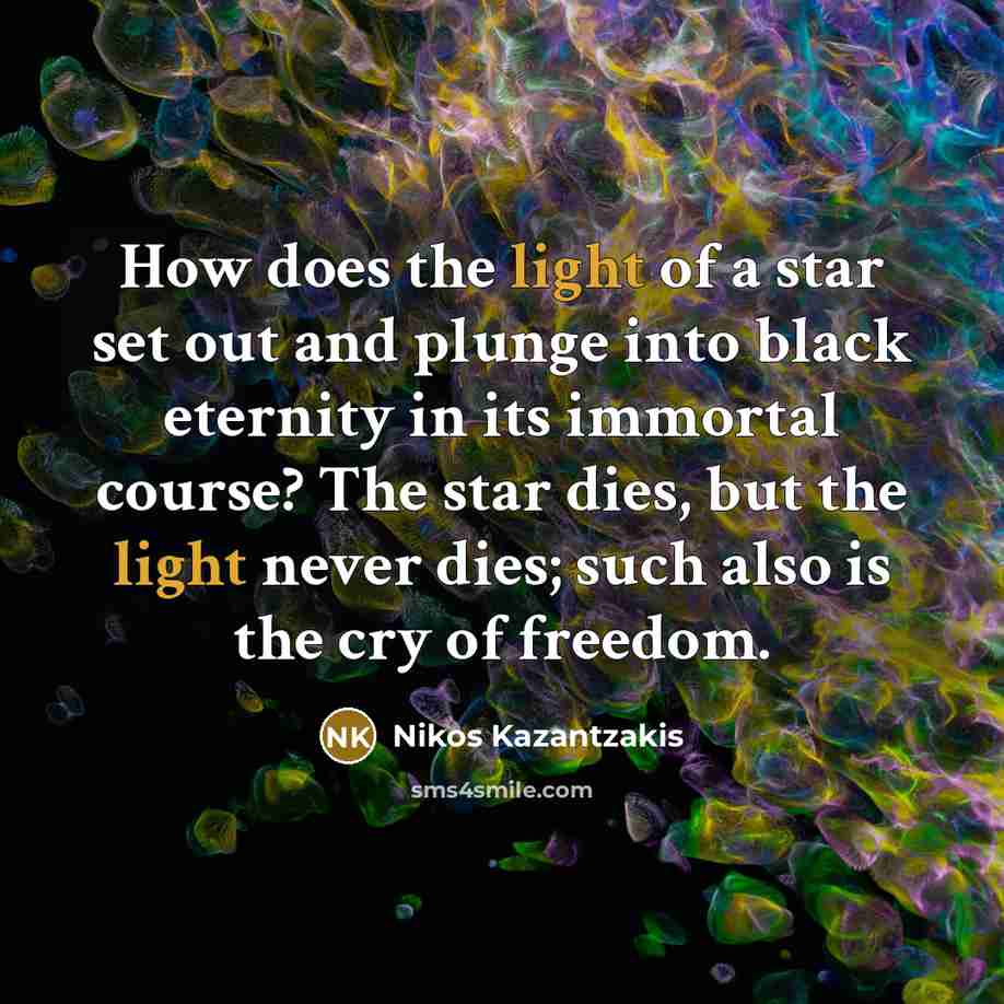 “How does the light of a star set out and…” quote by Nikos Kazantzakis