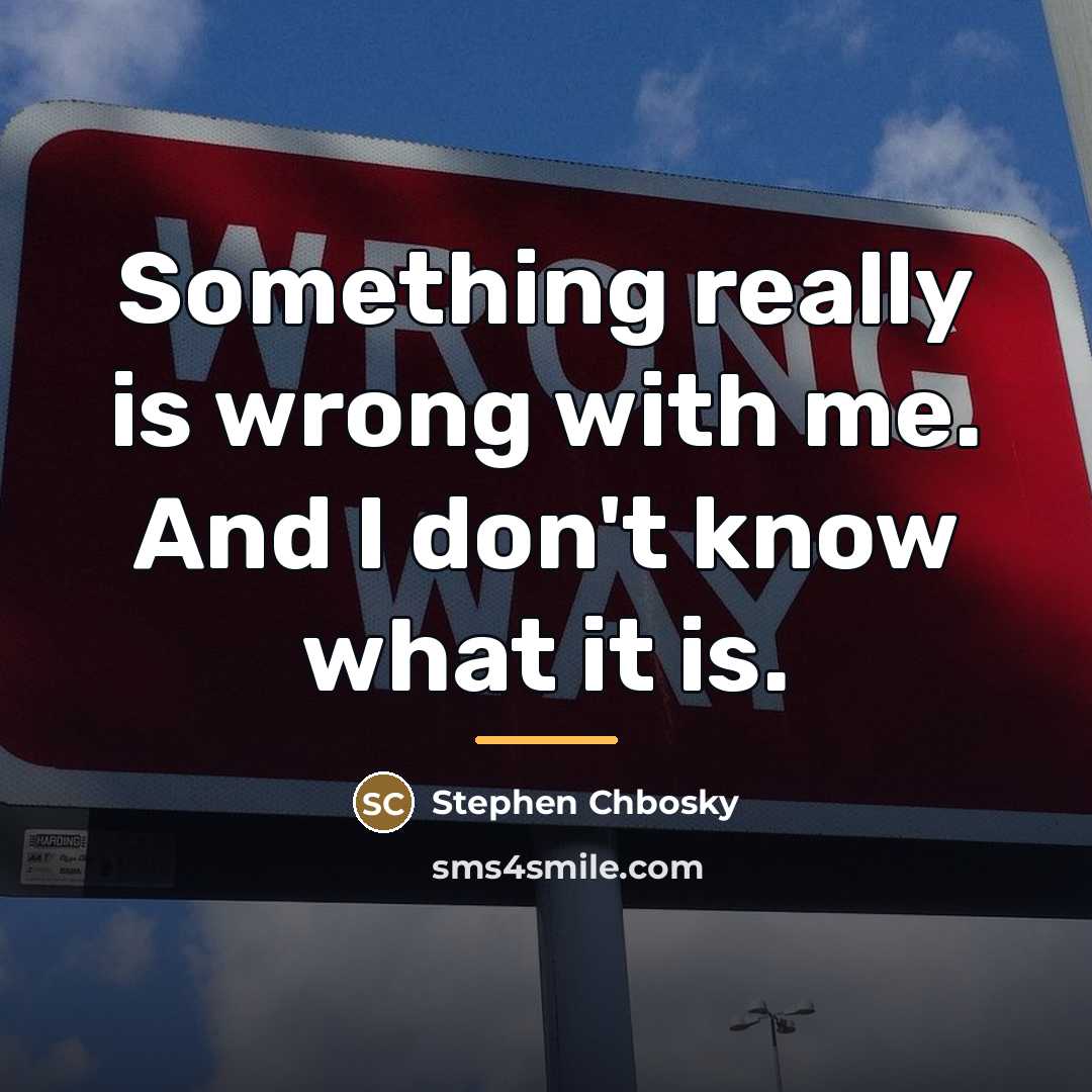“Something really is wrong with me. And I don't know…” quote by Stephen Chbosky