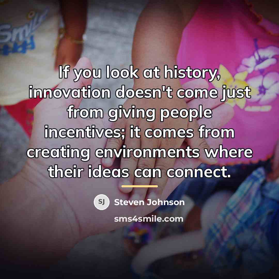 “If you look at history, innovation doesn't come just from…” quote by Steven Johnson