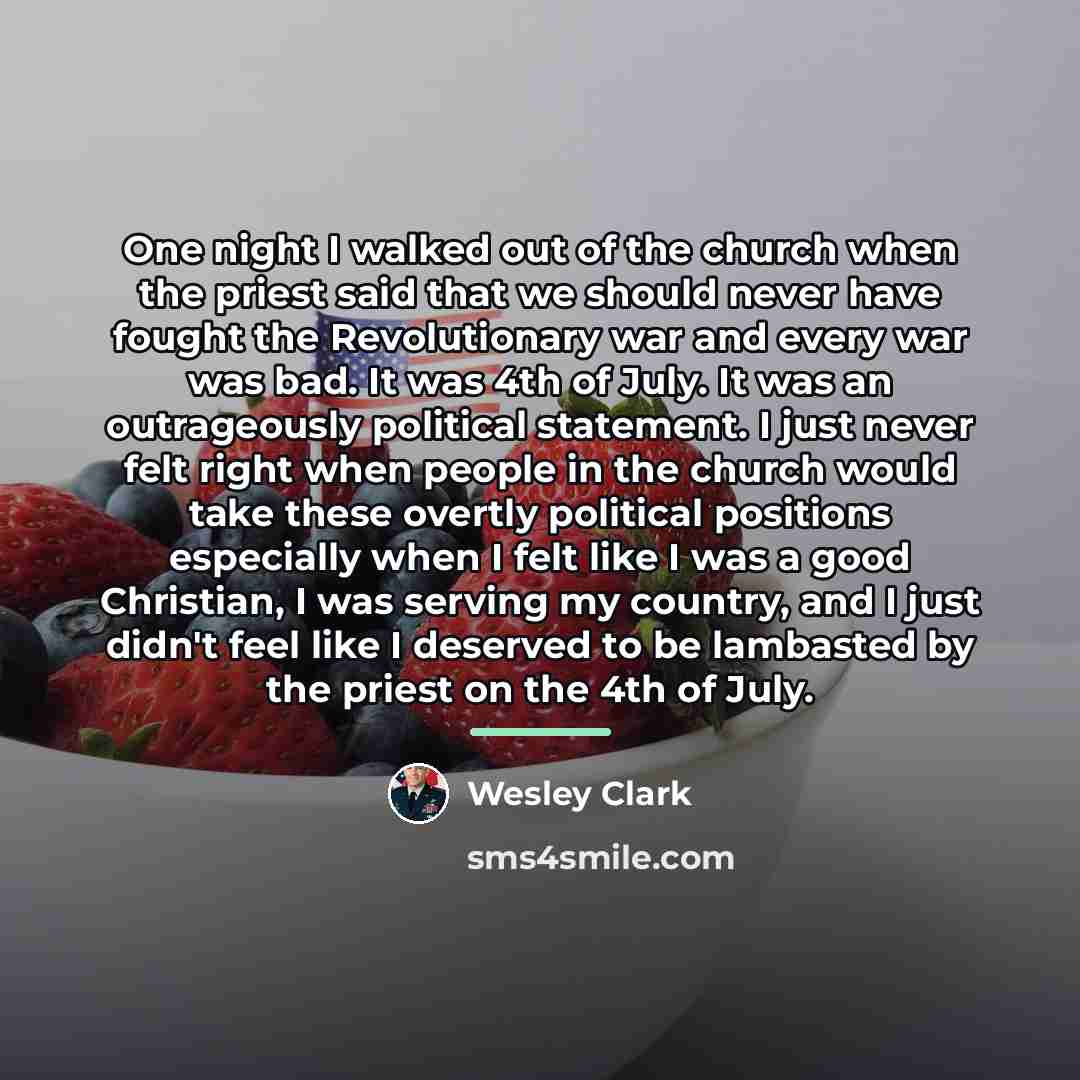 “One night I walked out of the church when the…” quote by Wesley Clark