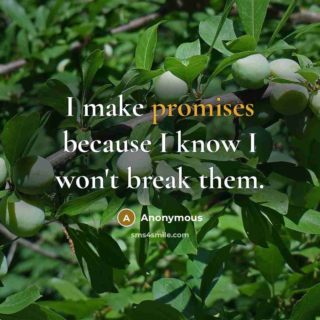 “I make promises because I know I won't break them.” quote by Anonymous