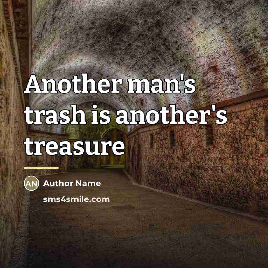 “Another man's trash is another's treasure…” quote by Author Name