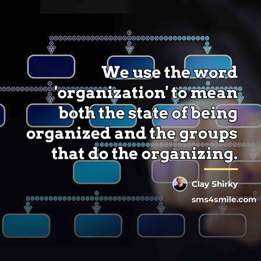 “We use the word 'organization' to mean both the state…” quote by Clay Shirky