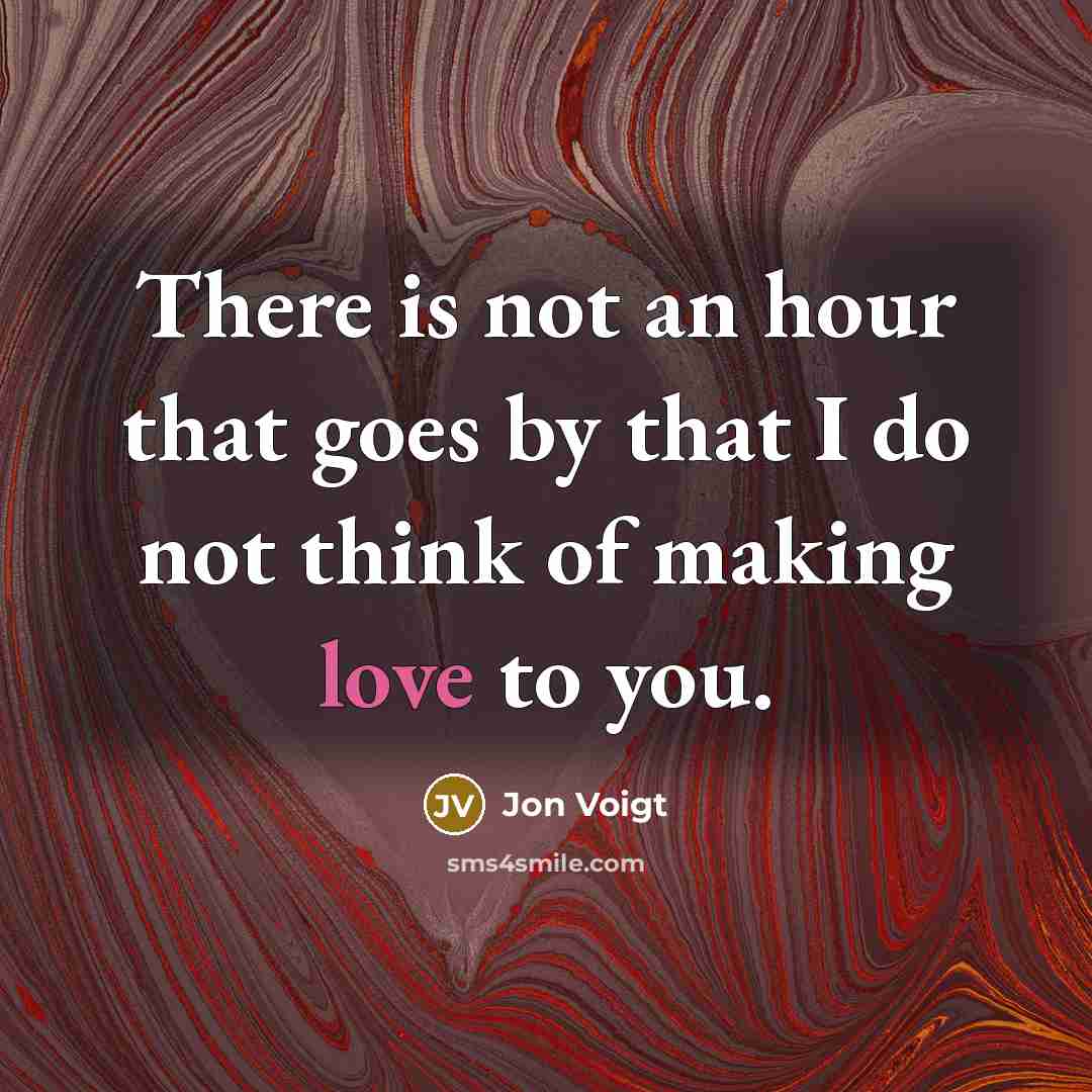 “There is not an hour that goes by that I do not think of making love to you.” quote by Jon Voigt