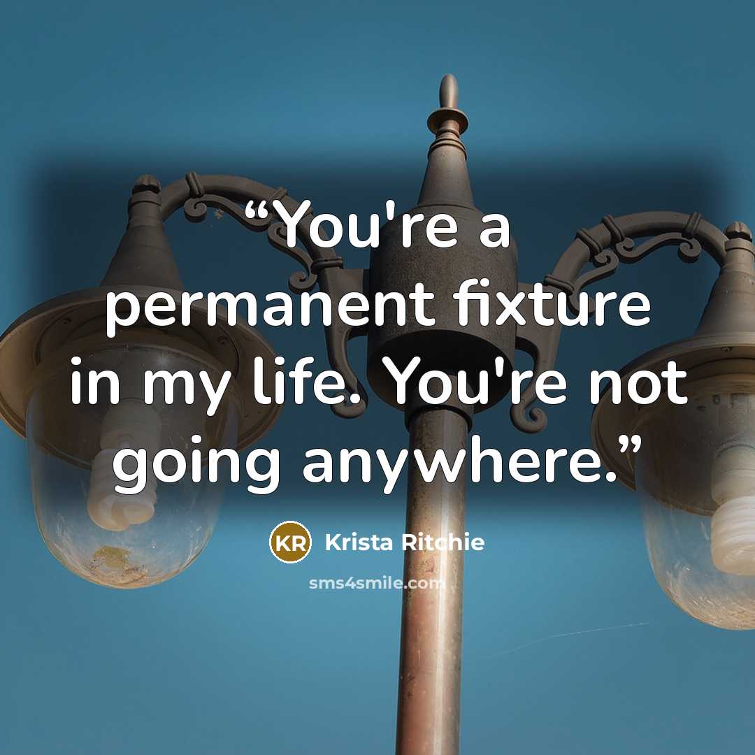 “You're a permanent fixture in my life. You're not going anywhere.” quote by Krista Ritchie