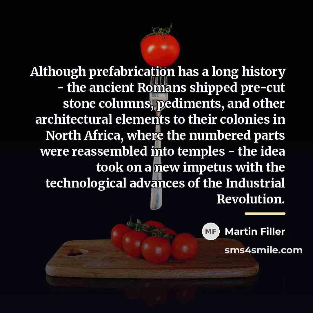 “Although prefabrication has a long history - the ancient Romans…” quote by Martin Filler