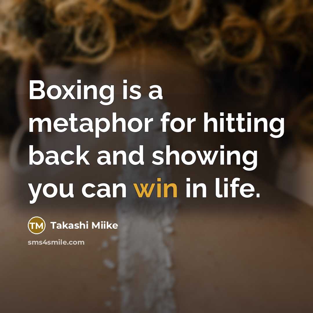 “Boxing is a metaphor for hitting back and showing you…” quote by Takashi Miike