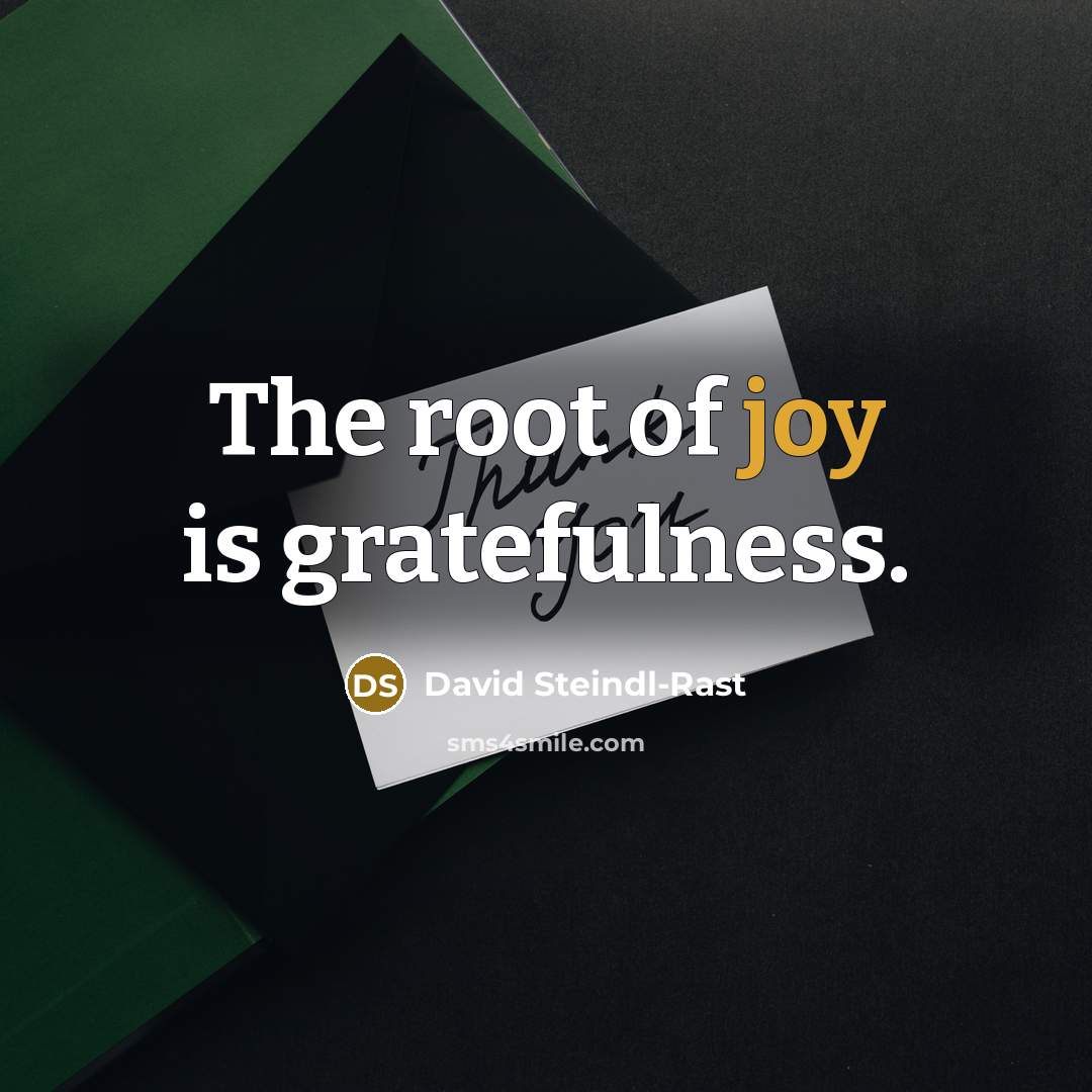 “"The root of joy is gratefulness."…” quote by David Steindl-Rast