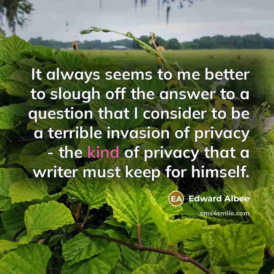 “It always seems to me better to slough off the…” quote by Edward Albee