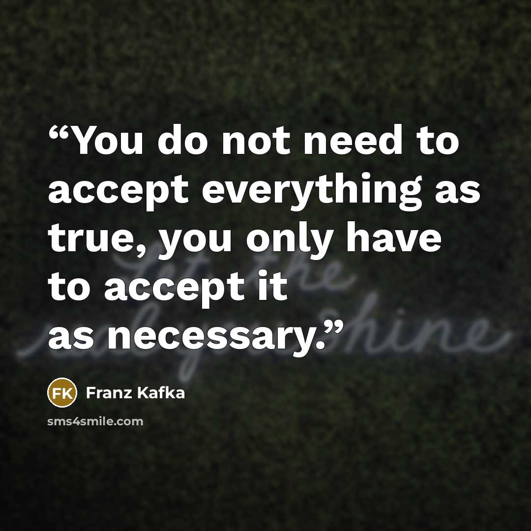 “You do not need to accept everything as true, you only have to accept it as necessary.” quote by Franz Kafka