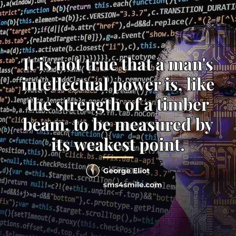 “It is not true that a man's intellectual power is,…” quote by George Eliot