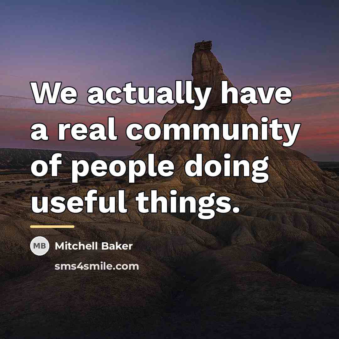 “We actually have a real community of people doing useful…” quote by Mitchell Baker