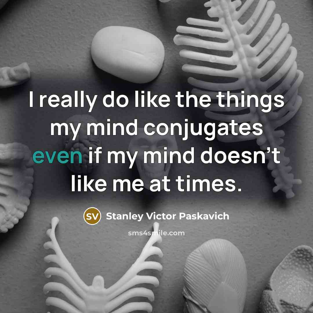 “I really do like the things my mind conjugates even…” quote by Stanley Victor Paskavich