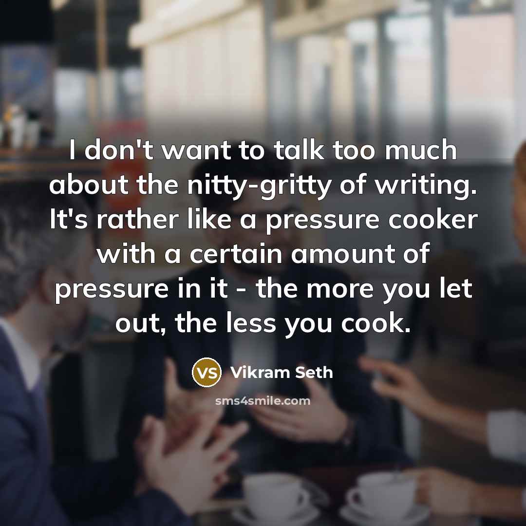 “I don't want to talk too much about the nitty-gritty…” quote by Vikram Seth