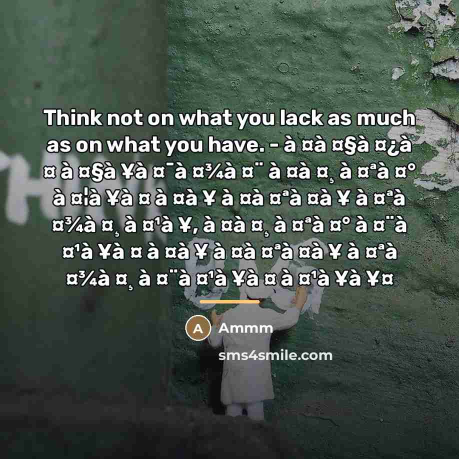 “Think not on what you lack as much as on…” quote by Ammm