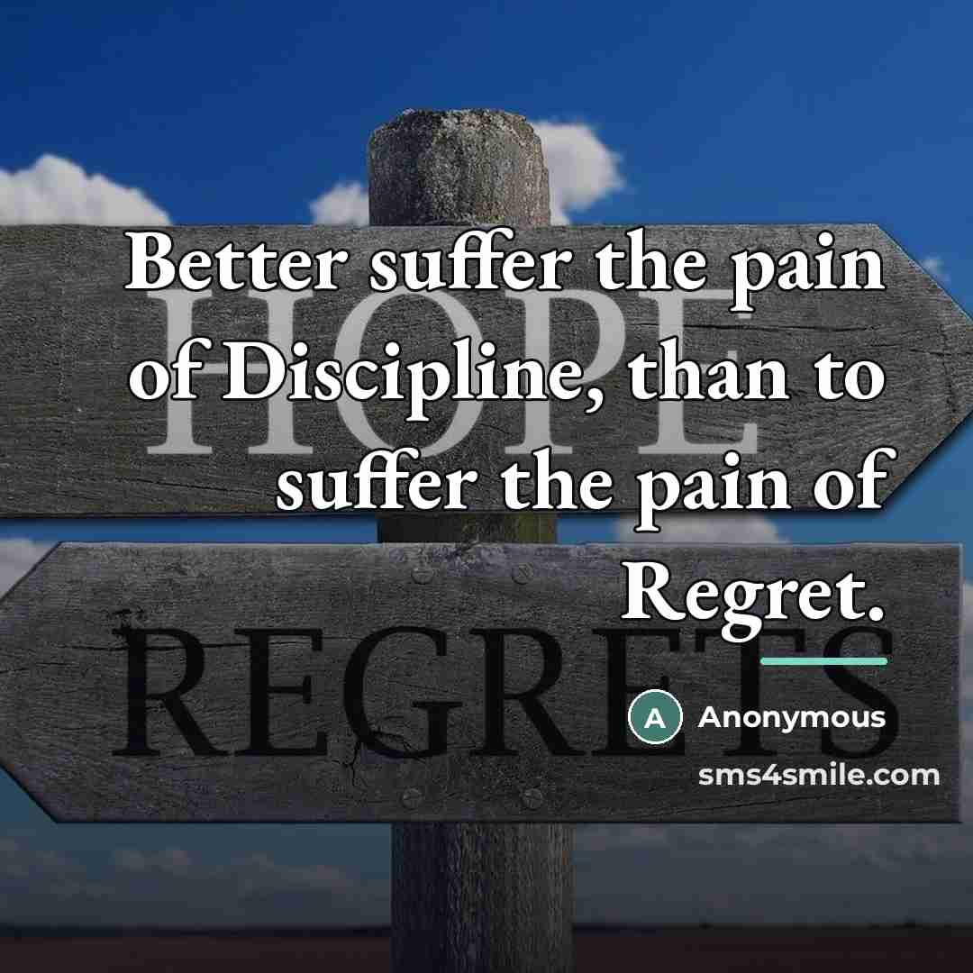 “Better suffer the pain of Discipline, than to suffer the…” quote by Anonymous