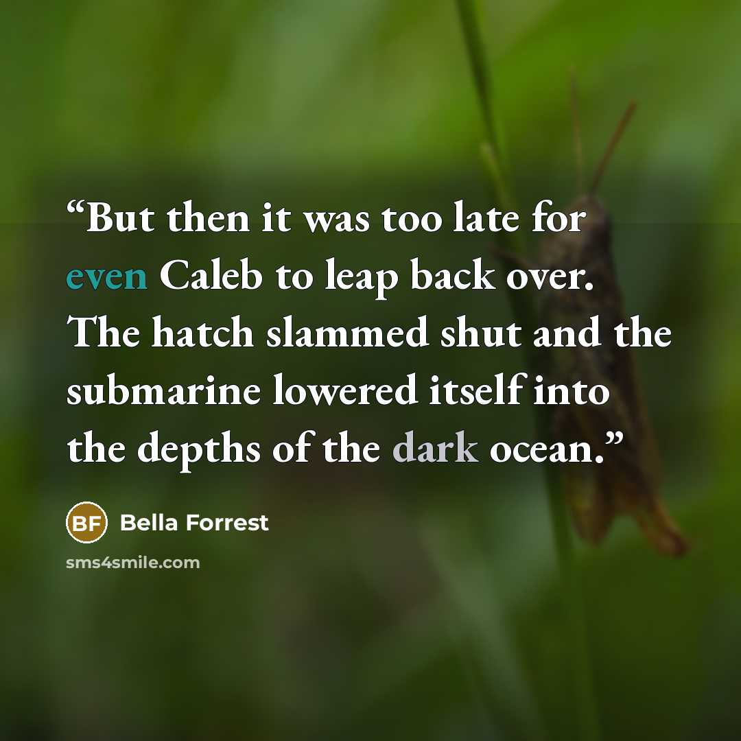 “But then it was too late for even Caleb to leap back over. The hatch slammed shut and the submarine lowered itself into the depths of the dark ocean.” quote by Bella Forrest