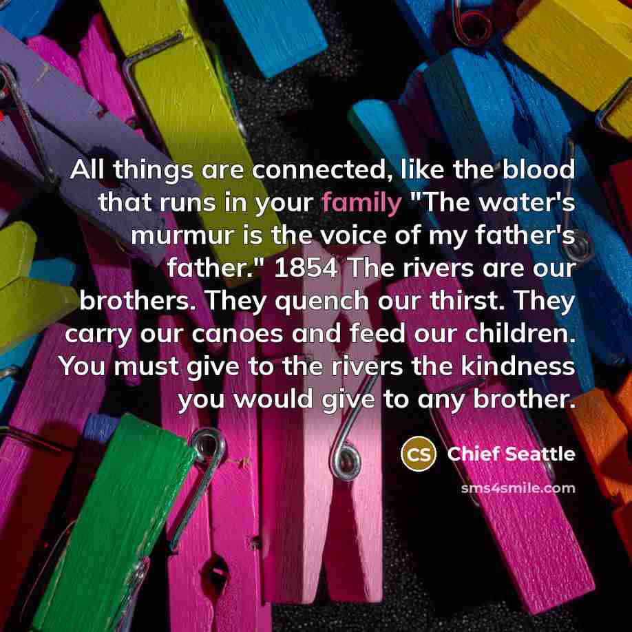 “All things are connected, like the blood that runs in…” quote by Chief Seattle