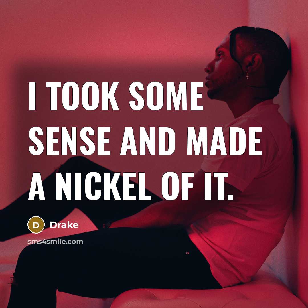 “I took some sense and made a nickel of it.…” quote by Drake