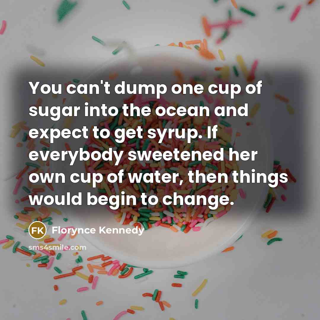 “You can't dump one cup of sugar into the ocean…” quote by Florynce Kennedy