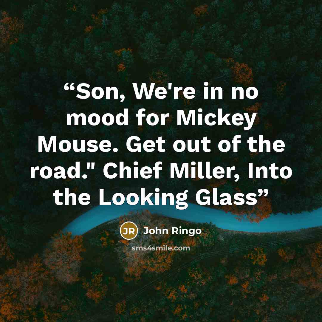“Son, We're in no mood for Mickey Mouse. Get out of the road." Chief Miller, Into the Looking Glass” quote by John Ringo