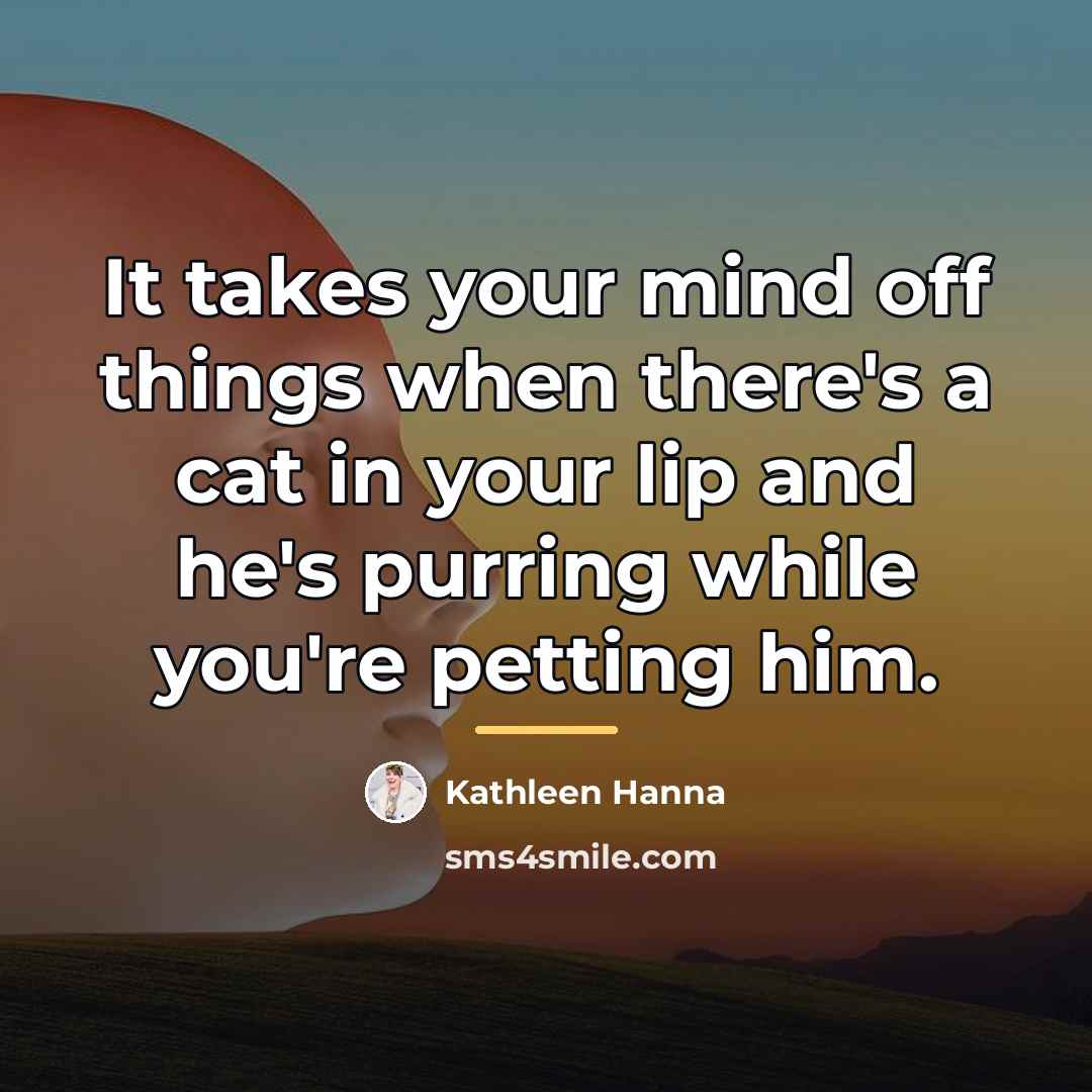 “It takes your mind off things when there's a cat…” quote by Kathleen Hanna