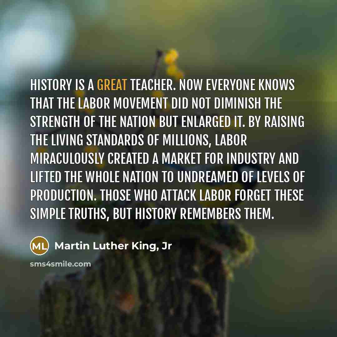 “History is a great teacher. Now everyone knows that the…” quote by Martin Luther King, Jr