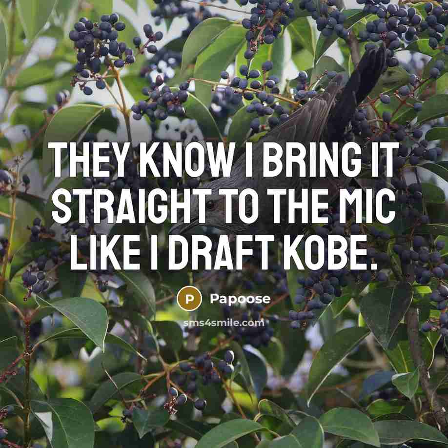“They know I bring it straight to the mic like I draft Kobe.” quote by Papoose