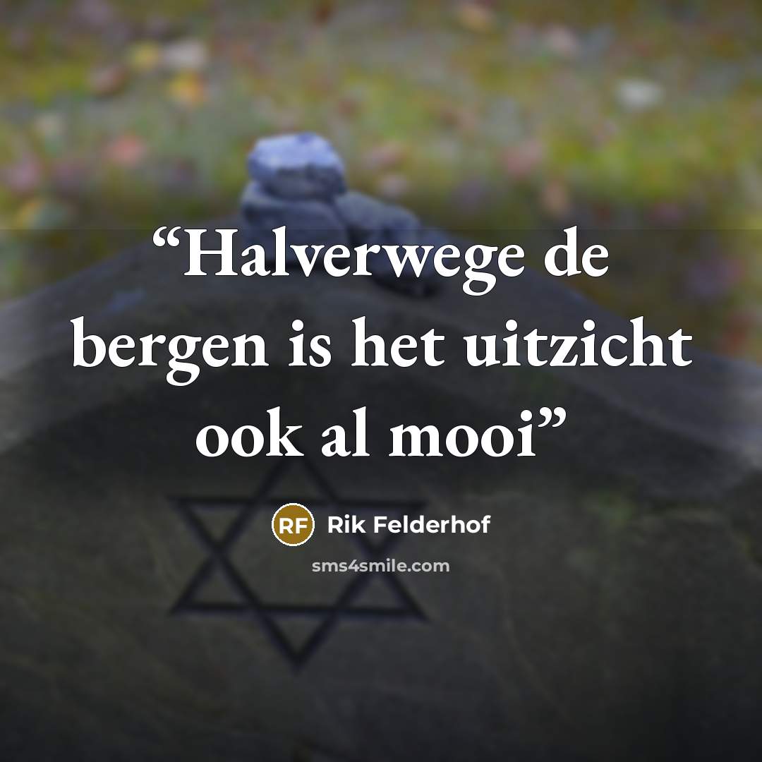“Halverwege de bergen is het uitzicht ook al mooi” quote by Rik Felderhof
