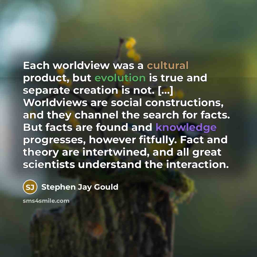 “Each worldview was a cultural product, but evolution is true…” quote by Stephen Jay Gould