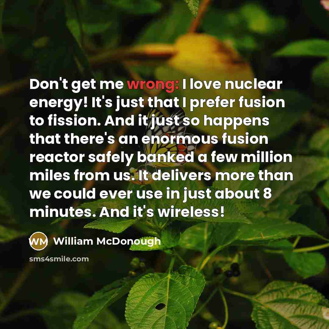 “Don't get me wrong: I love nuclear energy! It's just…” quote by William McDonough