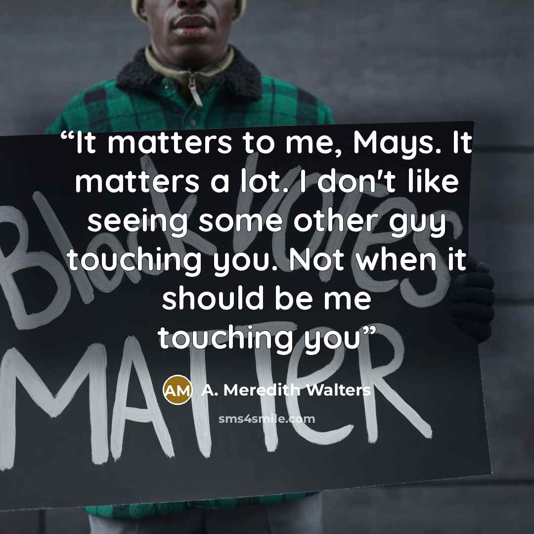 “It matters to me, Mays. It matters a lot. I don't like seeing some other guy touching you. Not when it should be me touching you” quote by A. Meredith Walters