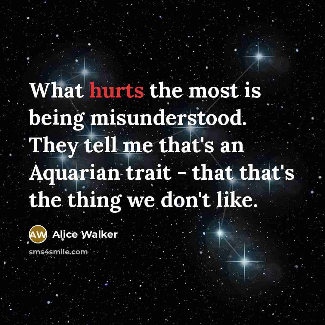 “What hurts the most is being misunderstood. They tell me that's an Aquarian trait - that that's the thing we don't like.” quote by Alice Walker