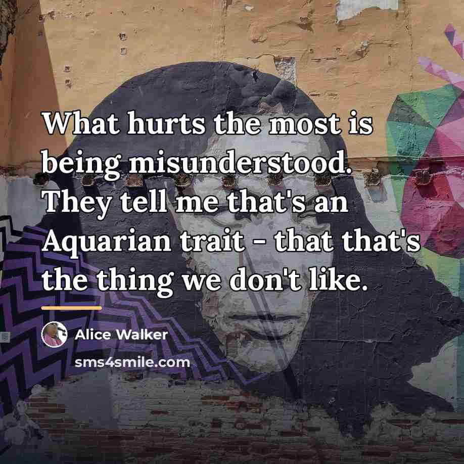 “What hurts the most is being misunderstood. They tell me…” quote by Alice Walker