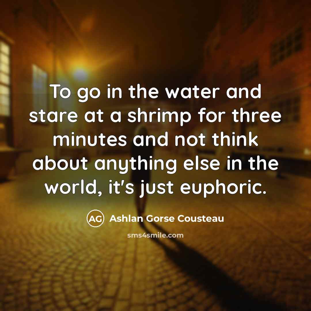 “To go in the water and stare at a shrimp…” quote by Ashlan Gorse Cousteau