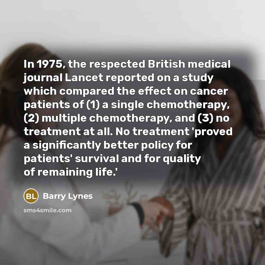 “In 1975, the respected British medical journal Lancet reported on…” quote by Barry Lynes